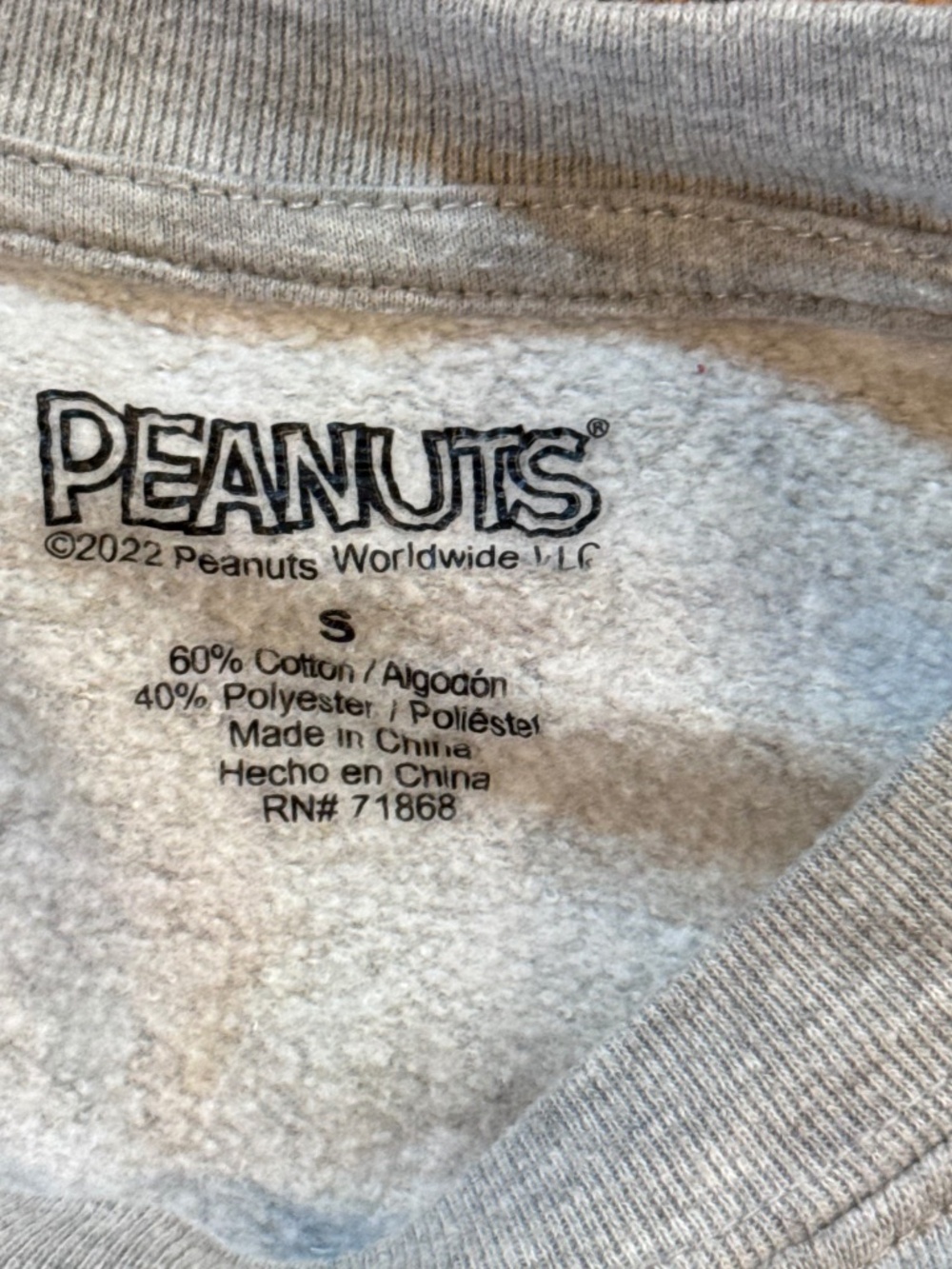 Peanuts Christmas Sweatshirt SMALL  Light Up Charlie Brown Snoopy Holiday Gray - Picture 3 of 3